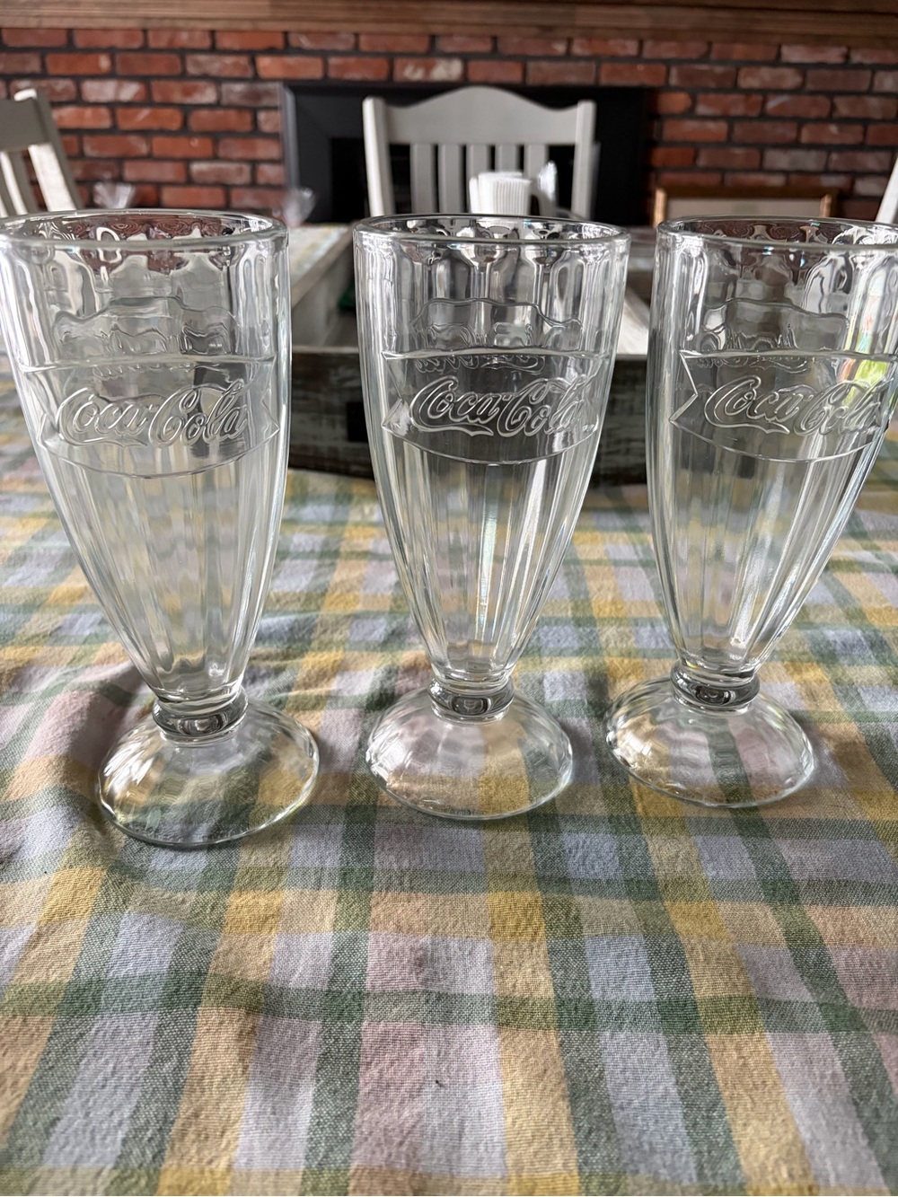 Vintage Coca Cola Clear Soda Fountain Pedestal Glasses - Set of 3